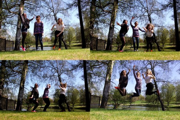 In the end we also tried to get a cool jump-photo of all of us three with self-timer. Harder than you'd think and it shows in the results! :)