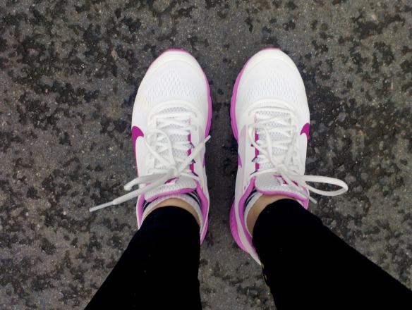 New sneakers ready to jog.